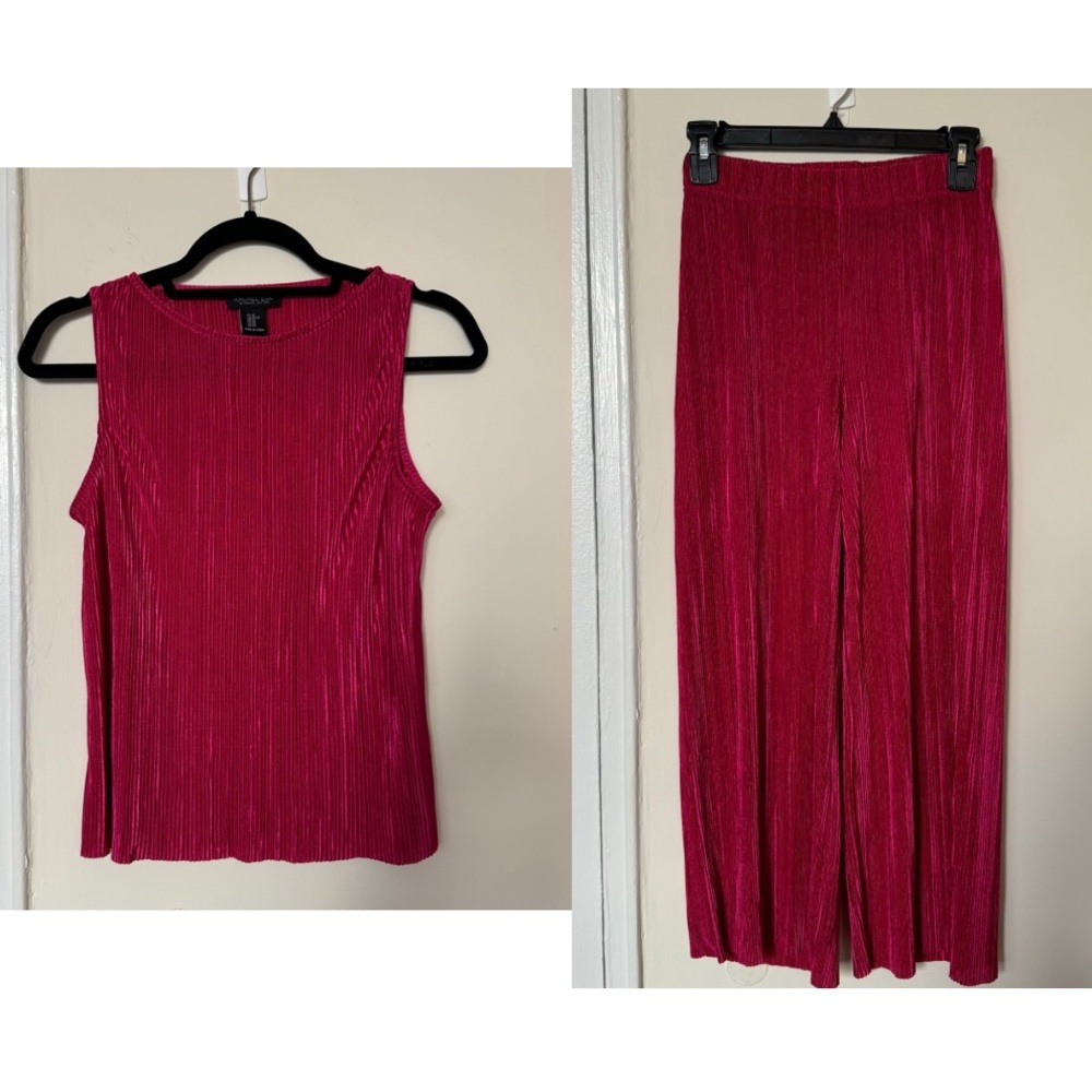 Rachel Zoe Hot Pink Plisse Two Piece Set